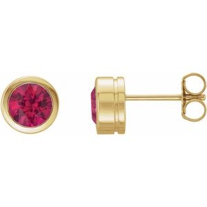 14K Yellow Gold Lab-Grown Ruby Bezel-Set Earrings