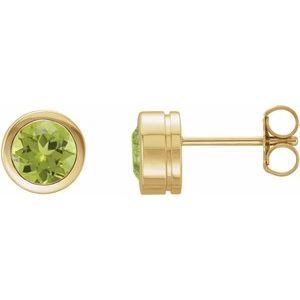 14K Yellow Gold Natural Peridot Bezel-Set Earrings – image 2