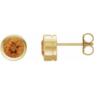 Round Bezel-Set Birthstone Stud Earrings
