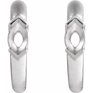 14K White Gold 4x2 mm Marquise Accented 10 mm Hoop Earring Mounting – image 2