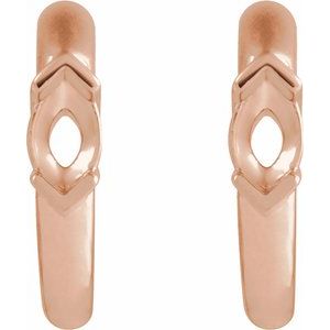 14K Rose Gold 4x2 mm Marquise Accented 10 mm Hoop Earring Mounting – image 2