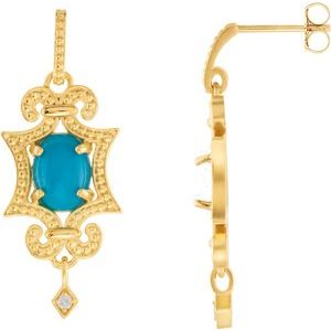 14K Yellow Gold 8X6 mm Oval Cabochon Earring Mounting – image 3