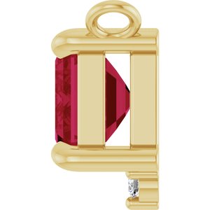 14K Yellow Gold Lab-Grown Ruby & .025 CTW Natural Diamond Necklace Center