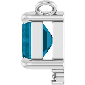 Platinum Natural London Blue Topaz & .025 CTW Lab-Grown Diamond Necklace Center