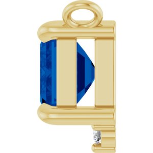 14K Yellow Gold Lab-Grown Blue Sapphire & .025 CTW Lab-Grown Diamond Necklace Center