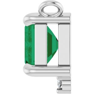 Platinum Lab-Grown Emerald & .025 CTW Natural Diamond Necklace Center