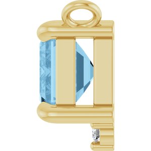 14K Yellow Gold Natural Sky Blue Topaz & .025 CTW Lab-Grown Diamond Necklace Center