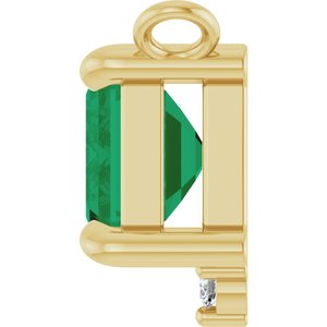 14K Yellow Gold Lab-Grown Emerald & .025 CTW Lab-Grown Diamond Necklace Center