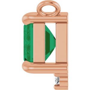 14K Rose Gold Lab-Grown Emerald & .025 CTW Lab-Grown Diamond Necklace Center