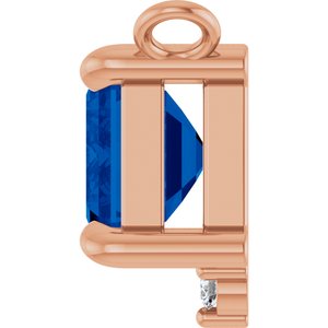 14K Rose Gold Lab-Grown Blue Sapphire & .025 CTW Natural Diamond Necklace Center
