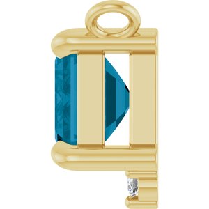 14K Yellow Gold Natural London Blue Topaz & .025 CTW Lab-Grown Diamond Necklace Center