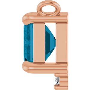 14K Rose Gold Natural London Blue Topaz & .025 CTW Natural Diamond Necklace Center