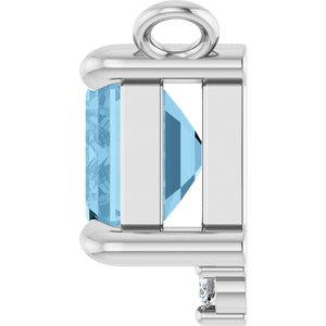 Platinum Natural Sky Blue Topaz & .025 CTW Natural Diamond Necklace Center