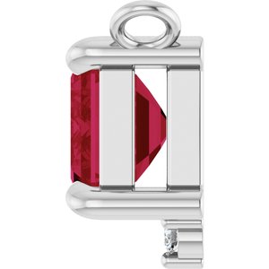 14K White Gold Lab-Grown Ruby & .025 CTW Lab-Grown Diamond Necklace Center