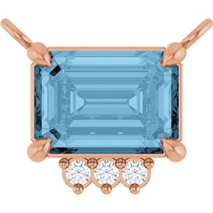 14K Rose Gold Natural Sky Blue Topaz & .025 CTW Lab-Grown Diamond Necklace Center