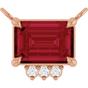 14K Rose Gold Lab-Grown Ruby & .025 CTW Natural Diamond Necklace Center
