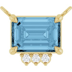 14K Yellow Gold Natural Sky Blue Topaz & .025 CTW Lab-Grown Diamond Necklace Center