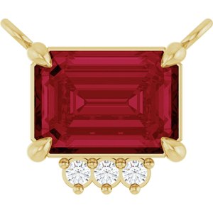 14K Yellow Gold Lab-Grown Ruby & .025 CTW Natural Diamond Necklace Center