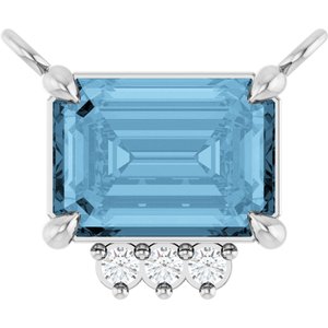 Platinum Natural Sky Blue Topaz & .025 CTW Lab-Grown Diamond Necklace Center