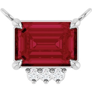 Platinum Lab-Grown Ruby & .025 CTW Lab-Grown Diamond Necklace Center