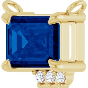 14K Yellow Gold Lab-Grown Blue Sapphire & .025 CTW Lab-Grown Diamond Necklace Center