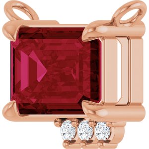 14K Rose Gold Lab-Grown Ruby & .025 CTW Natural Diamond Necklace Center