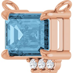 14K Rose Gold Natural Sky Blue Topaz & .025 CTW Lab-Grown Diamond Necklace Center