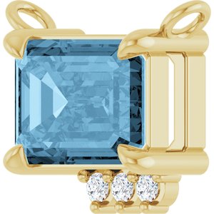 14K Yellow Gold Natural Sky Blue Topaz & .025 CTW Natural Diamond Necklace Center