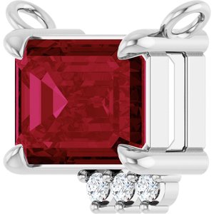 14K White Gold Lab-Grown Ruby & .025 CTW Lab-Grown Diamond Necklace Center