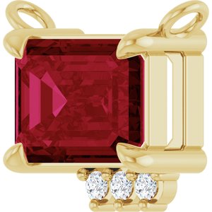14K Yellow Gold Lab-Grown Ruby & .025 CTW Natural Diamond Necklace Center