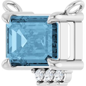 14K White Gold Natural Sky Blue Topaz & .025 CTW Natural Diamond Necklace Center