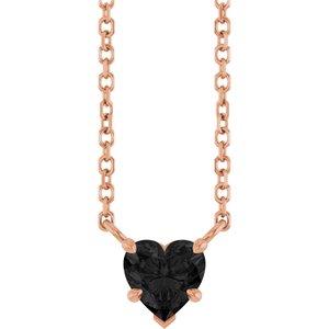 14K Rose Gold Natural Onyx Solitaire 18" Necklace