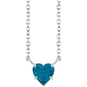 Platinum Natural London Blue Topaz Solitaire 18" Necklace