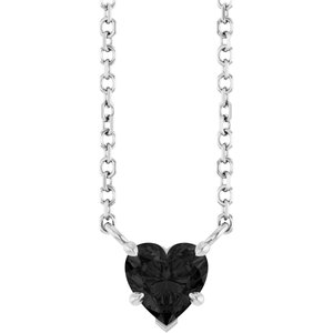 Platinum Natural Onyx Solitaire 18" Necklace