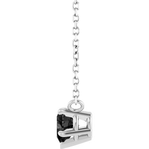 Sterling Silver Natural Onyx Solitaire 18" Necklace