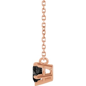 14K Rose Gold Natural Onyx Solitaire 18" Necklace