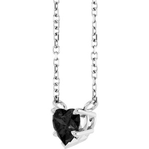 14K White Gold Natural Onyx Solitaire 18" Necklace