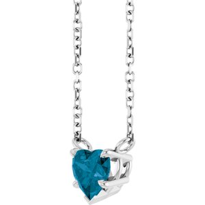 Platinum Natural London Blue Topaz Solitaire 18" Necklace