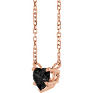 14K Rose Gold Natural Onyx Solitaire 18" Necklace