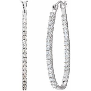 14K White Gold 1/2 CTW Natural Diamond Inside-Outside Hoop Earring – image 2