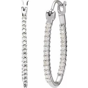 14K White Gold 1/2 CTW Natural Diamond Inside-Outside Hoop Earrings – image 2