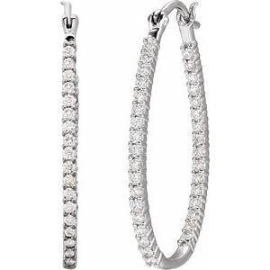 Platinum 1/4 CTW Natural Diamond Inside-Outside Hoop Earrings – image 2