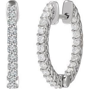 14K White Gold 1 CTW Natural Diamond Inside-Outside 20.1 mm Hoop Earrings – image 2