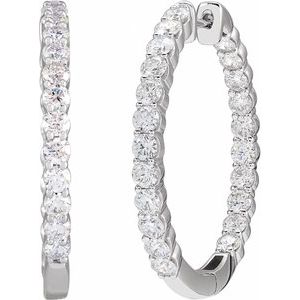 Sterling Silver 3 CTW Lab-Grown Diamond Inside-Outside 30 mm Hoop Earrings – image 2