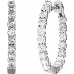 Sterling Silver 1 CTW Lab-Grown Diamond Inside-Outside 19.3 mm Hoop Earrings – image 2