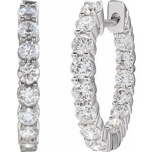 Sterling Silver 2 CTW Lab-Grown Diamond Inside-Outside 20 mm Hoop Earrings – image 2