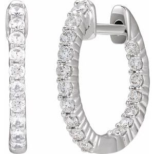 Sterling Silver 1/2 CTW Lab-Grown Diamond Inside-Outside 14.5 mm Hoop Earrings – image 2