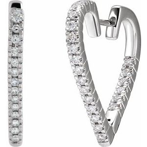 Sterling Silver 5/8 CTW Natural Diamond Heart Earrings – image 2