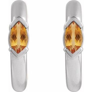 Sterling Silver Natural Citrine 10 mm Hoop Earrings