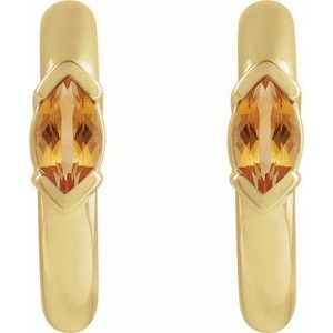14K Yellow Gold Natural Citrine 10 mm Hoop Earrings – image 2